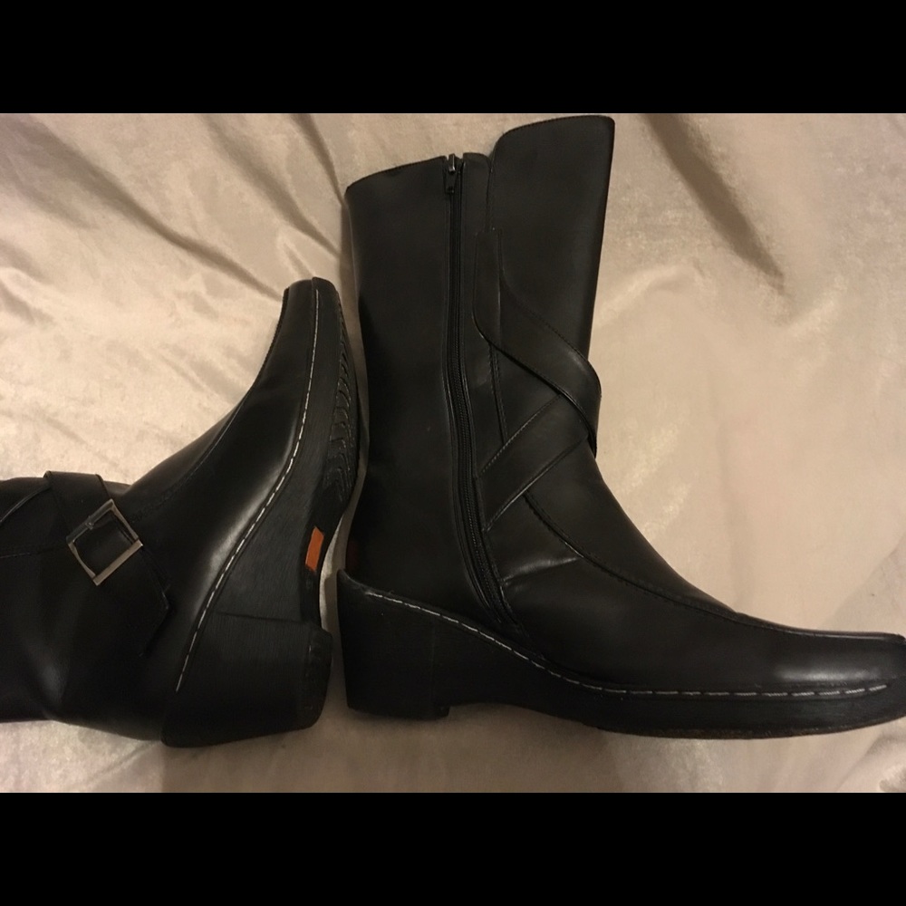 High quality Leather Boot Jean Pierre wedge heel